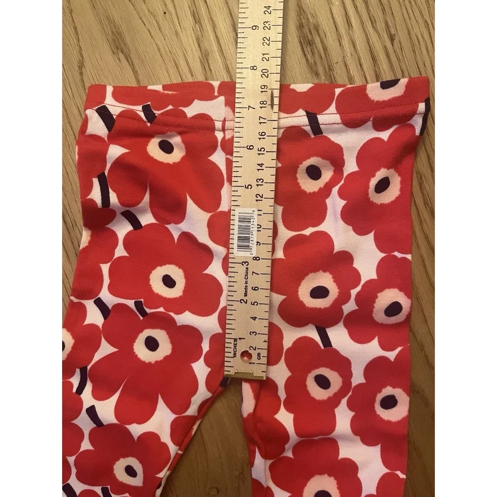 Marimekko Unikko Girls Sleep Pants Size 3Y Red Flower‎ Floral 100% Cotton